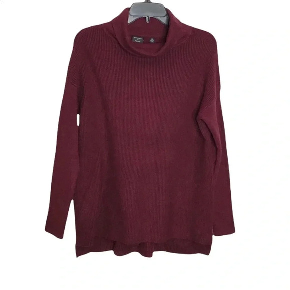 Devotion by Cyrus Burgundy Red Cowl Neck Ribbed Tunic Sweater Size XXS - Picture 4 of 7